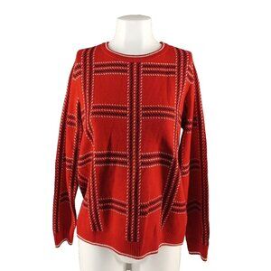 NWT $59 CHARTER CLUB Fall Plaid Metallic Sweater Petite LARGE Cotton Red Black